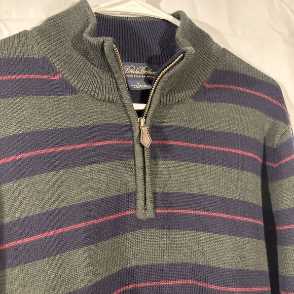 Brooks Brothers 100% Extra Fine Italian Merino Wool Sweater Men’s Medium 1/4 Zip - Picture 4 of 7